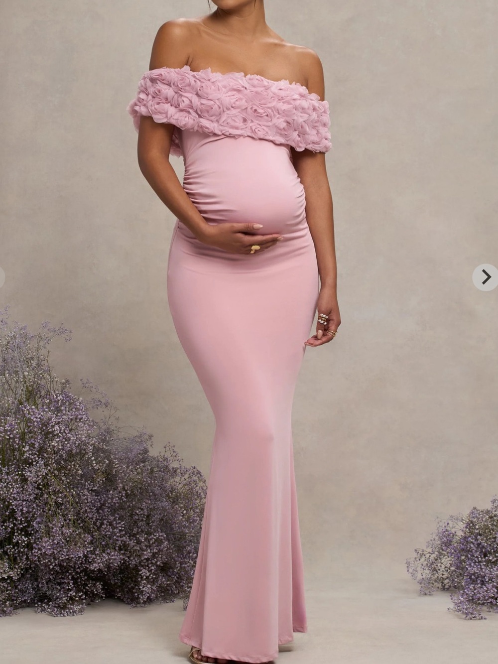 🤍New Club L London Floral Bardot Maternity Maxi Dress🤍
